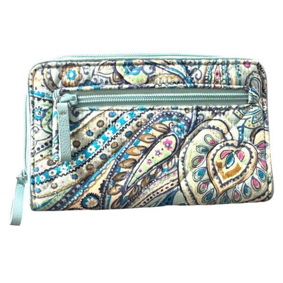 Vera Bradley Quilted Cotton Paisley‎ Wallet With Turnlock & Zipper Compartments - Picture 3 of 5